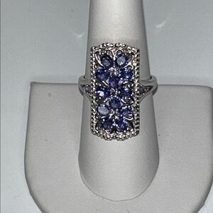 NWOT NYC11 Genuine Tanzanite Floral Theme Sterling Silver Designer Ring Bohemian
